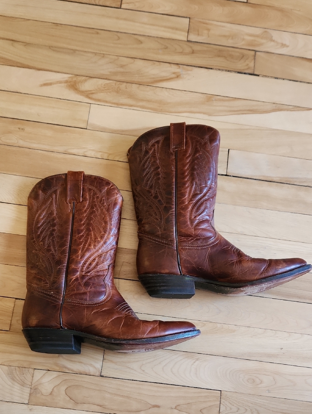 Double H Brown Leather Western Cowboy Boots